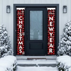 Christmas Porch Banner Set | Buffalo Plaid | Holiday Decor | 2-Pack | New